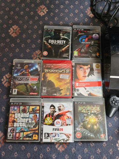 Ps3 fat 3x controllers 8x games