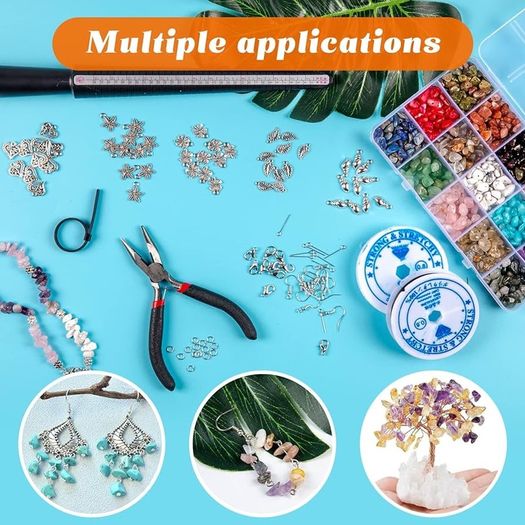 801 Pcs Crystal Jewellery Making Kit, Crystals for Jewellery Making with Crystal Gemstone Beads 5-7mm Stone Bead Drilled Beads for Jewelry Making