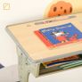 Vintage school-desk style children's desk & chair set - adjustable - storage compartment, bag bracket, pen holder - khaki steel, MDF light wood effect Image 3