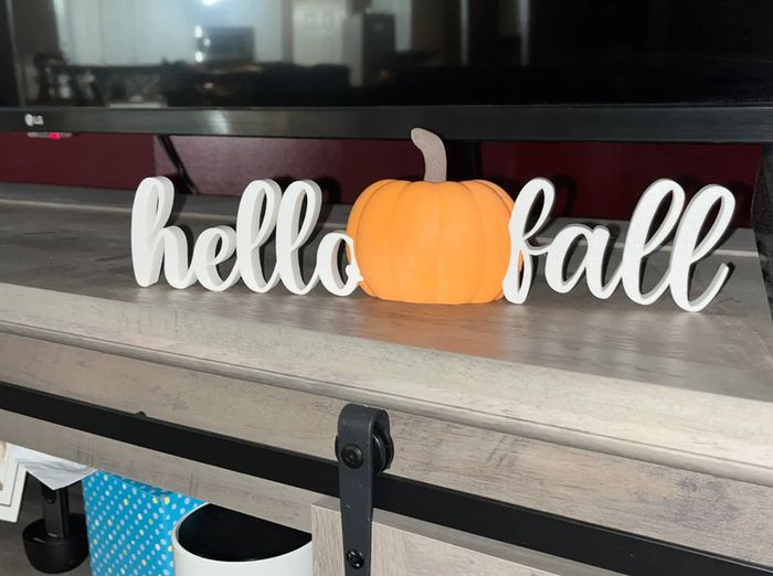 Hello Fall Sign with Pumpkin Halloween
