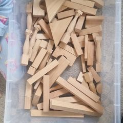 Large selection of natural wooden building blocks