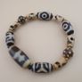 Vintage Himalayan Tibetan Treasure Vase Pattern & 2 Eyes Agate Beads Bracelet Image 6