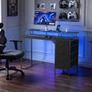 120 cm Computer Desk with Smart LED Lights and Power Outlets, Gaming Office Desk with 4 Large Drawers, Monitor Stand, Study Work for Home Office Image 6