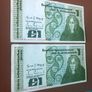 Two irish one pound punt notes Image 4