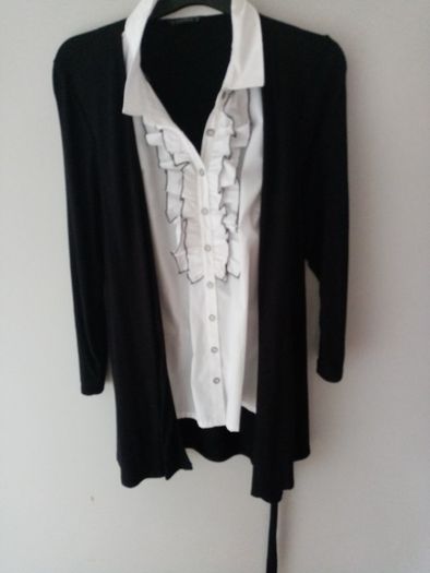 Cardigan and shirt size. 20. Beautiful ruffle detail