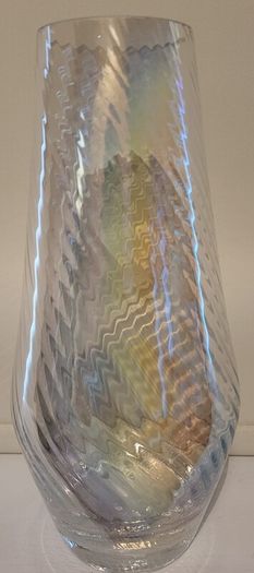 Rippled Glass Vase with Lustre Finish
