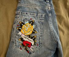 Ed Hardy x Bershka trousers, practically new Size 38-40, baggy/oversized fit