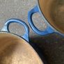 Le Creuset Cast Iron Casserole Dish Dutch Oven with Lid 24 and 22 Blue Enamel Image 9