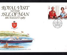 1989 Isle of Man Royal Visit to the Isle of Man 8th August 1989 with 15p Prince Philip from photo by Karsh and 15p Queen Elizabeth II Commemorative Cover