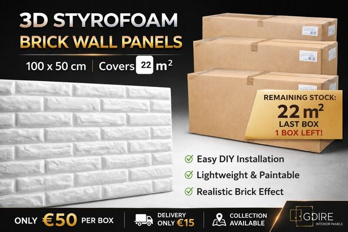 Styrofoam panels BRICK WHITE 100 x 50 cm box 22m2