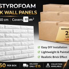 Styrofoam panels BRICK WHITE 100 x 50 cm box 22m2