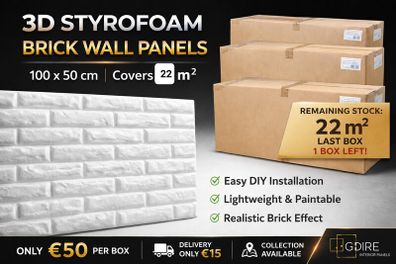 Styrofoam panels BRICK WHITE 100 x 50 cm box 22m2