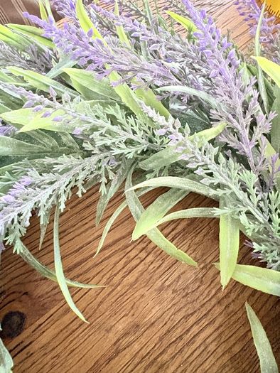 New mini 30cm faux wild lavender wreath with exaggerated linen and polka dot bow