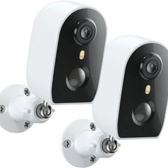 Security Camera Outdoor Wireless, 2K Security Camera Battery Operated, Smart House Home CCTV Systems, Color Night Vision, PIR Detection, Cloud & TF Card Storage, IP65 Waterproof (2 Pack)