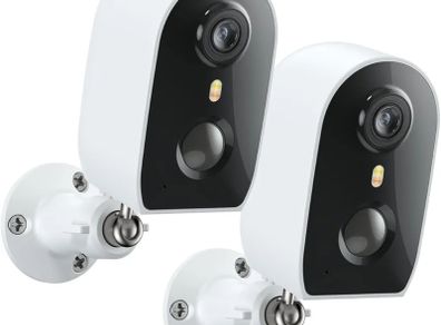 Security Camera Outdoor Wireless, 2K Security Camera Battery Operated, Smart House Home CCTV Systems, Color Night Vision, PIR Detection, Cloud & TF Card Storage, IP65 Waterproof (2 Pack)