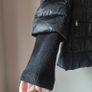 Black MOTIVI jacket with knitted removable cuffs  and removable fur collar Image 8