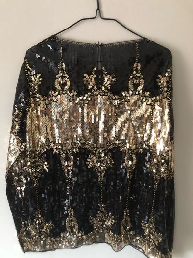 BNWT Savida black gold sequin blouse size small