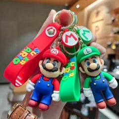 Super Mario Keychain Mario Bros Luigi Toad Yoshi Bowser Action Figure Model Pvc Cartoon Bag Doll Pendant Toys Gift