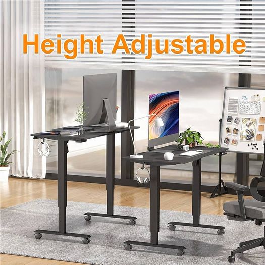 NEW SALE | Height Adjustable Electric Standing Desk - 100x60 cm Stand Up Table Desk Thick Splice Board, Smart Control Panel 3 Memory Heights, Anti-Collision System, Sit Stand Desk for Home Office