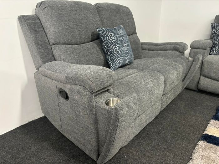 New Hudson Fabric Recliner Sofas with Hidden Cupholders