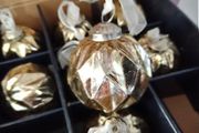 Box of x12 Gold Speckle Geometric Style Glass Christmas Baubles