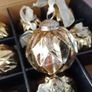Box of x12 Gold Speckle Geometric Style Glass Christmas Baubles Image 7
