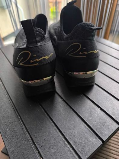 River Island slip on shoes black gold detail size 41 UK 7
