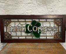 Exceptional Large antique Irish Stained Glass Panel.