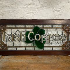 Exceptional Large antique Irish Stained Glass Panel.
