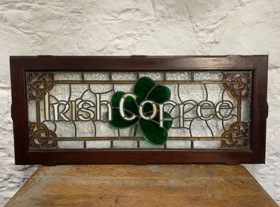 Exceptional Large antique Irish Stained Glass Panel.