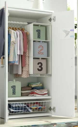 Kids Wardrobe IKEA in white with pink handles