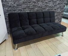 Comfy Black Velvet 3-Seater Sofa Folds Out in a Flash!