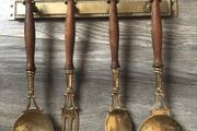 Hanging antique kitchen utensils