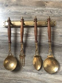 Hanging antique kitchen utensils