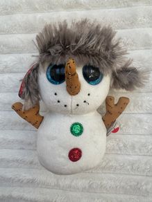 Ty Beanie Boo Buttons the Snowman approx. 6" Plush Dirty Please see photos