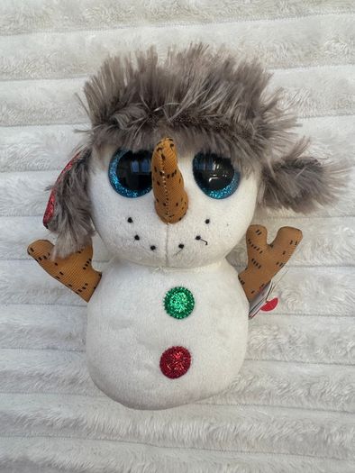 Ty Beanie Boo Buttons the Snowman approx. 6" Plush Dirty Please see photos