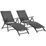 Set of 2 sun loungers, folding sun lounger, 7-position adjustable backrest, aluminum frame 64x134x95cm, black Image 4