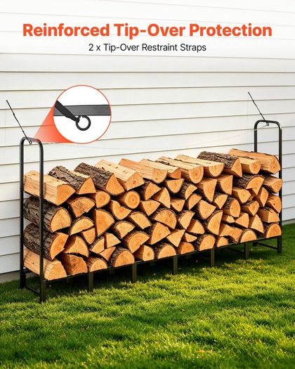 Outdoor Firewood Rack, 1/2 Cord, 500 kg