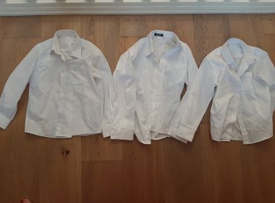 3 white school uniform shirts - Age 6 - 7