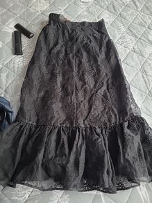 Sandra Mansour black lace skirt