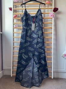 dress bnwt occasion dress navy patterned wrap effect dress size 10/12