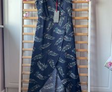 dress bnwt occasion dress navy patterned wrap effect dress size 10/12