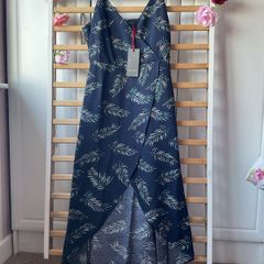 dress bnwt occasion dress navy patterned wrap effect dress size 10/12