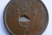 1805 Hibernia Penny. King George III Hibernia Penny.
