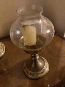 Vintage brass and enamel ornate candle holder