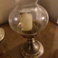 Vintage brass and enamel ornate candle holder