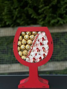 Red Wine Glass Gift Box - Toblerone, Ferrero & Raffaello