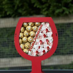 Red Wine Glass Gift Box - Toblerone, Ferrero & Raffaello