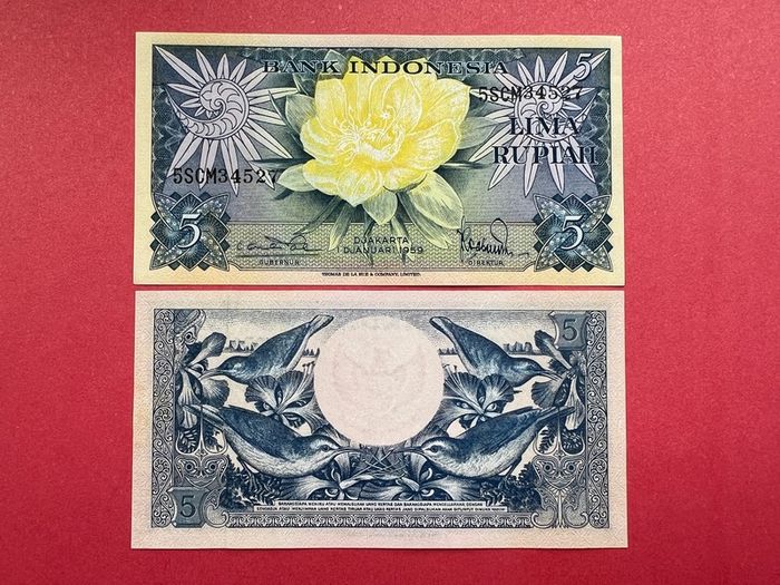 Indonesia  5 Rupiah. 1959. Pick  65a  ( Uncirculated )