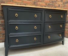 Large curved 6 drawer chest of drawers